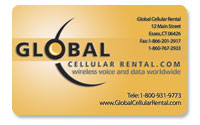 Global Cellular Rental Plastic Business Card (Front) 